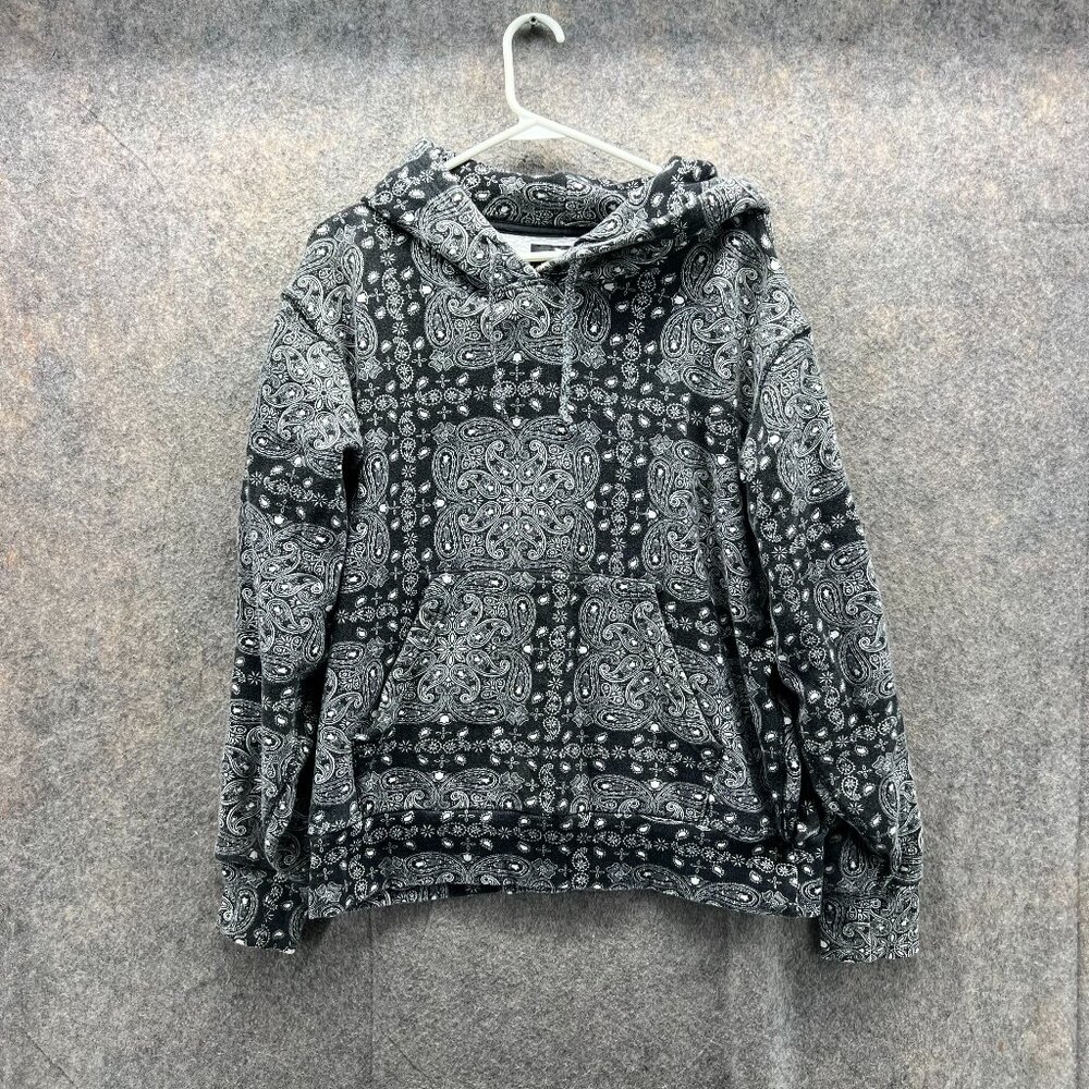 Converse Sweater Women Medium Black Hoodie Pullover Jacket All over Paisley